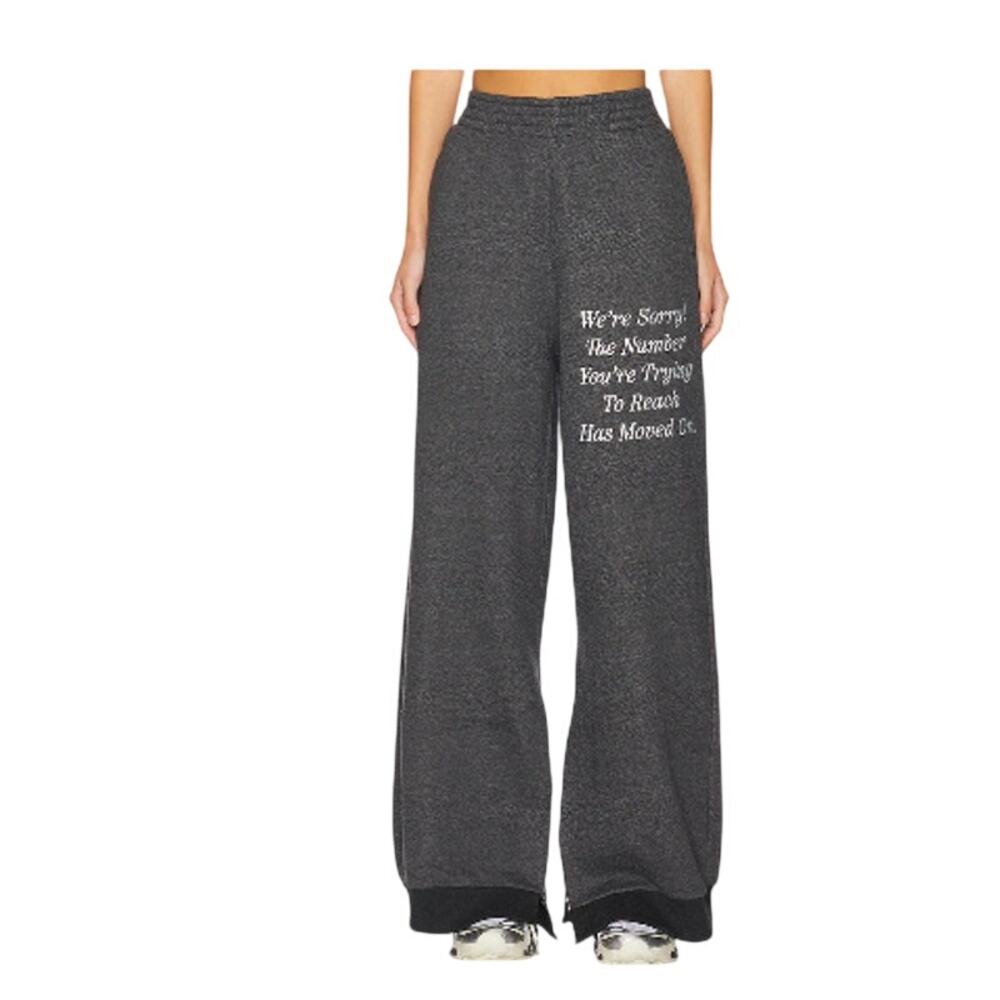 Boys Lie Embroidered 1-800 MM Wide Leg Sweatpants Gray & White Size Medium